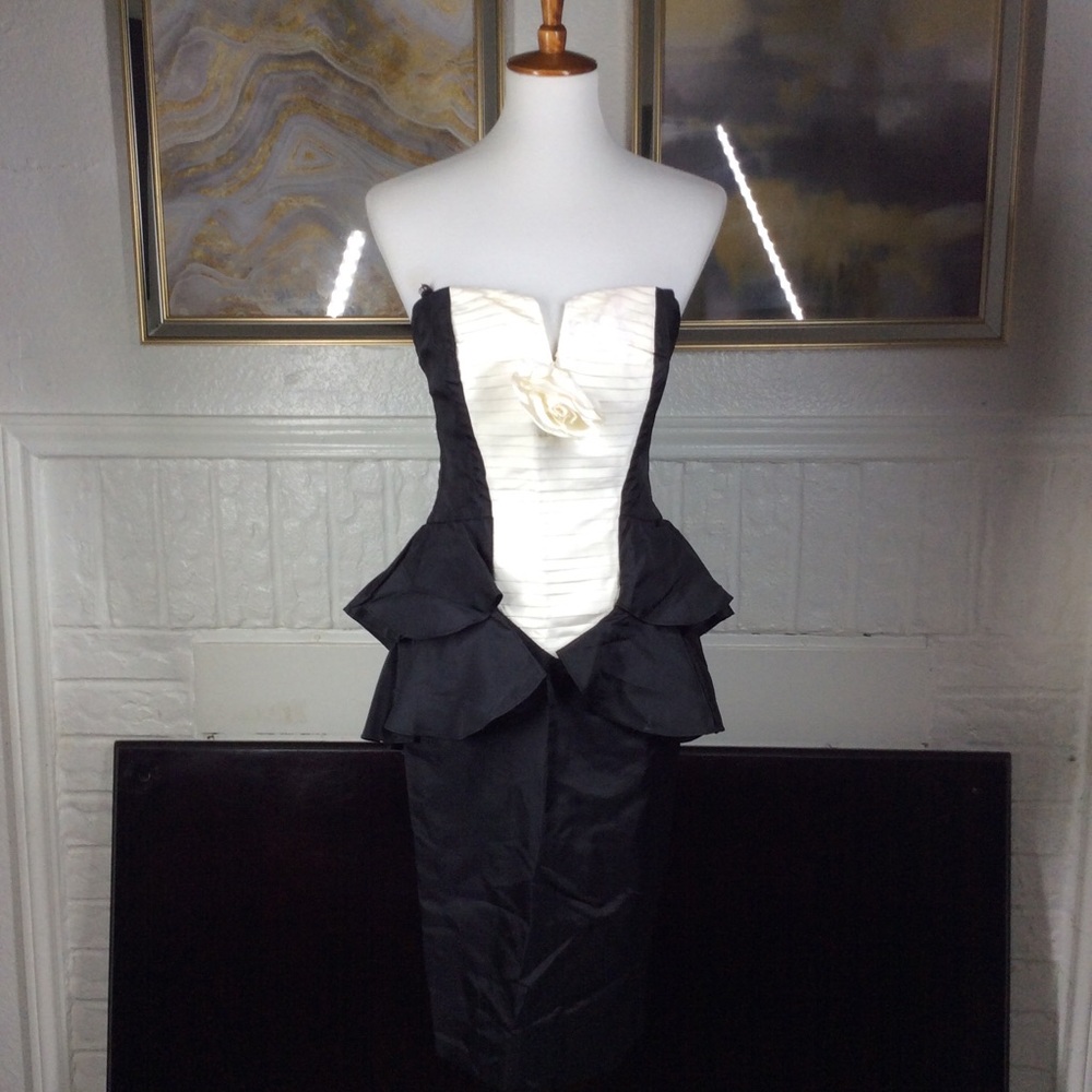David Howard Tuxedo Climax Ruffled  Strapless Cocktail Evening Dress